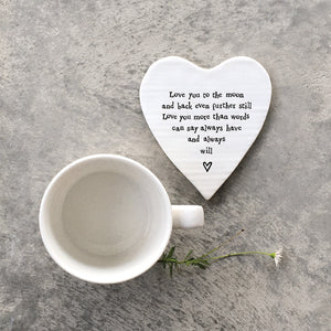Porcelain coaster-Love you to the moon..