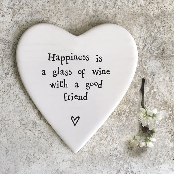 Porcelain coaster-Happiness glass wine