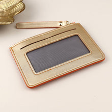 Load image into Gallery viewer, ORANGE/METALLIC PU CARDHOLDER WITH ZIP
