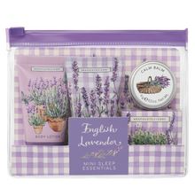 Load image into Gallery viewer, ENGLISH LAVENDER Mini Sleep Essentials (Hand Cream 30ml, Calm Balm 9g, Body Wash 30ml, Relaxing Bath Salts 30g)
