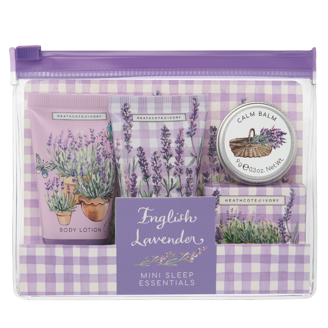 ENGLISH LAVENDER Mini Sleep Essentials (Hand Cream 30ml, Calm Balm 9g, Body Wash 30ml, Relaxing Bath Salts 30g)