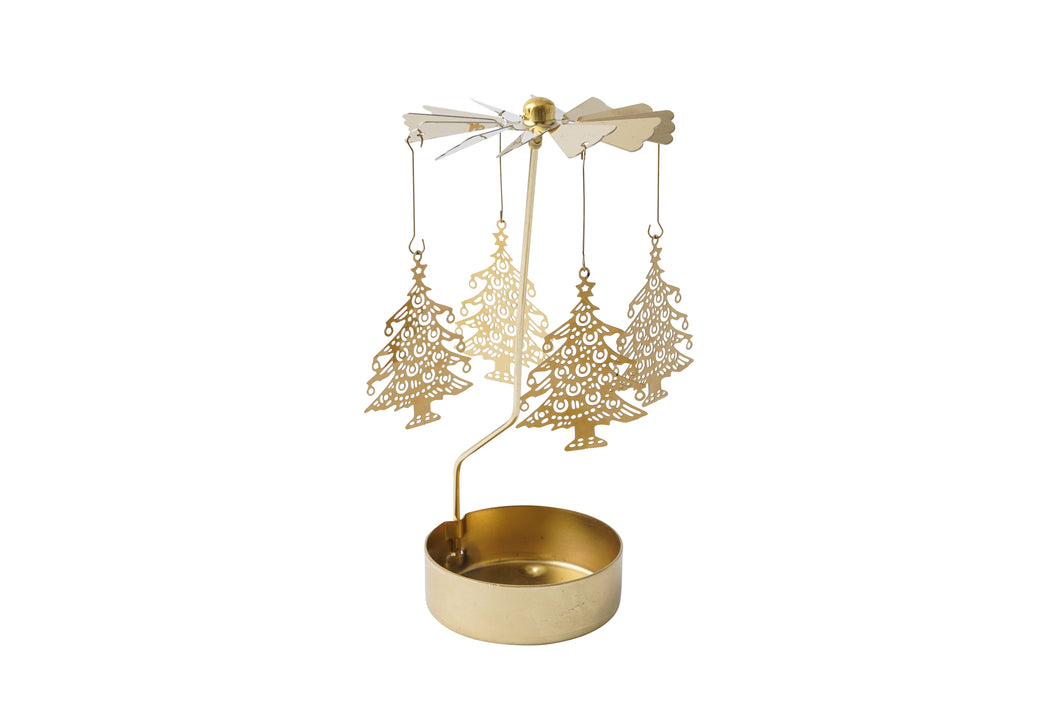 Gold Christmas Tree Tealight Spinner