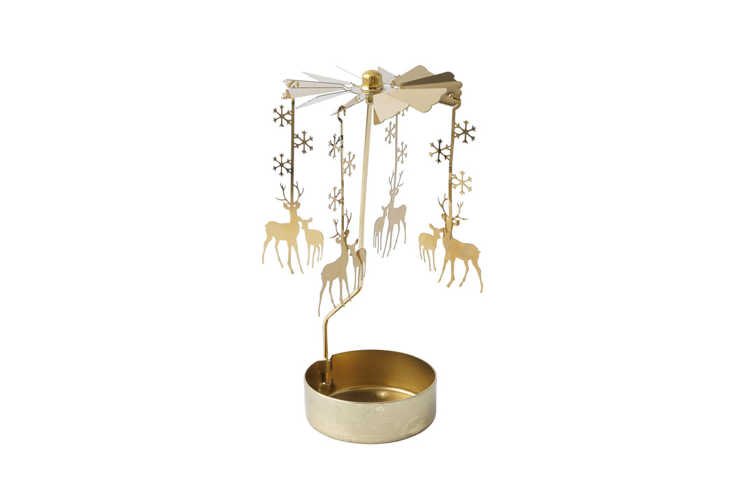 Gold Christmas Reindeer Tealight Spinner