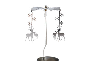 Silver Christmas Reindeer Tealight Spinner