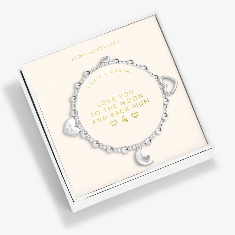 MOTHER'S DAY LIFE'S A CHARM  LOVE YOU TO THE MOON AND BACK MUM  Silver Plated