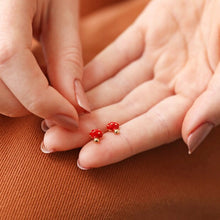 Load image into Gallery viewer, Red Enamel Mushroom Stud Earrings in Gold
