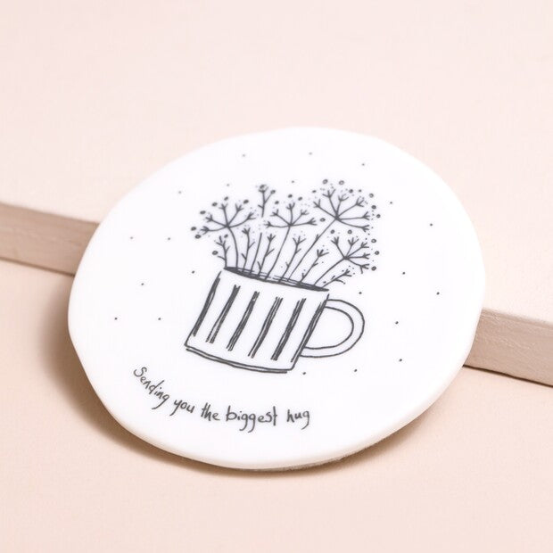 Flowers in mug coaster-Sending you the biggest hug