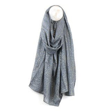 Load image into Gallery viewer, DOVE BLUE-GREY VISCOSE SCARF WITH GOLD SPECKLE FOIL PRINT
