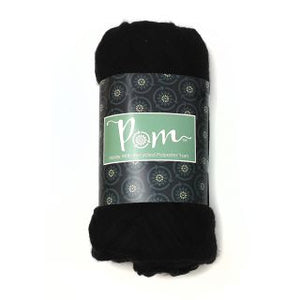 BLACK HERRINGBONE PLEAT RECYCLED POLYESTER WINTER SCARF WITH TASSEL FRINGE