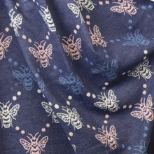 Load image into Gallery viewer, NAVY PALE PINK MIX BEE REVERSIBLE JACQUARD SCARF
