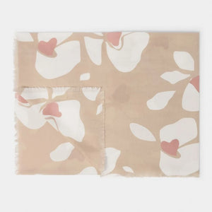 PRINTED SCARF  LARGE FLORAL  Nude Pink/Off white/Dusty Rose  184cm x 86cm x 1cm