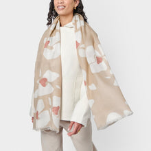 Load image into Gallery viewer, PRINTED SCARF  LARGE FLORAL  Nude Pink/Off white/Dusty Rose  184cm x 86cm x 1cm
