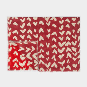 PRINTED SCARF  ABSTRACT HEART  Garnet Red