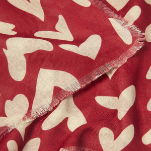 PRINTED SCARF  ABSTRACT HEART  Garnet Red