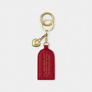 KEEPSAKE CHARM KEYRING  FILL YOUR HEART WITH HAPPINESS AND DO ALL THINGS WITH LOVE  Garnet Red  7