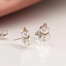 Load image into Gallery viewer, STERLING SILVER ENAMELLED XMAS SNOW PEOPLE STUDS
