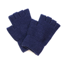 Load image into Gallery viewer, NAVY KNITTED FINGERLESS GLOVES
