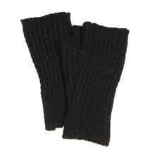 Load image into Gallery viewer, BLACK 52% RECYCLED YARN MINI CABLE KNIT WRISTWARMERS
