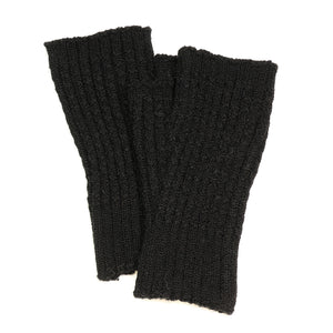 BLACK 52% RECYCLED YARN MINI CABLE KNIT WRISTWARMERS