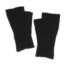 Load image into Gallery viewer, BLACK 52% RECYCLED YARN MINI CABLE KNIT WRISTWARMERS
