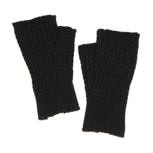 BLACK 52% RECYCLED YARN MINI CABLE KNIT WRISTWARMERS