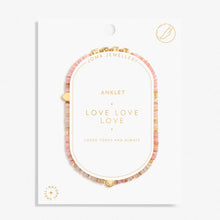 Load image into Gallery viewer, HAPPY LITTLE MOMENTS ANKLET LOVE LOVE LOVE Gold Plated Anklet 23cm stretch
