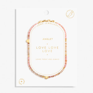 HAPPY LITTLE MOMENTS ANKLET LOVE LOVE LOVE Gold Plated Anklet 23cm stretch