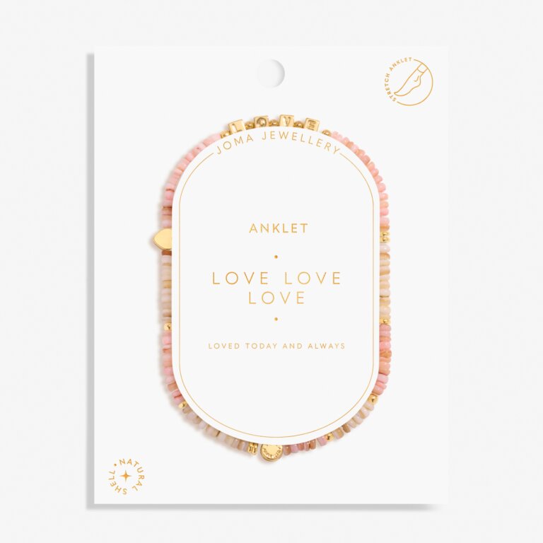 HAPPY LITTLE MOMENTS ANKLET LOVE LOVE LOVE Gold Plated Anklet 23cm stretch