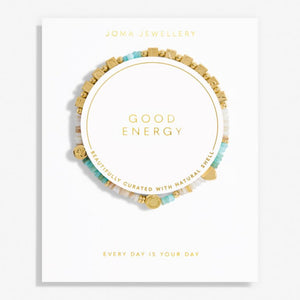 HAPPY LITTLE MOMENTS GOOD ENERGY Gold Plated Bracelet 17.5cm stretch