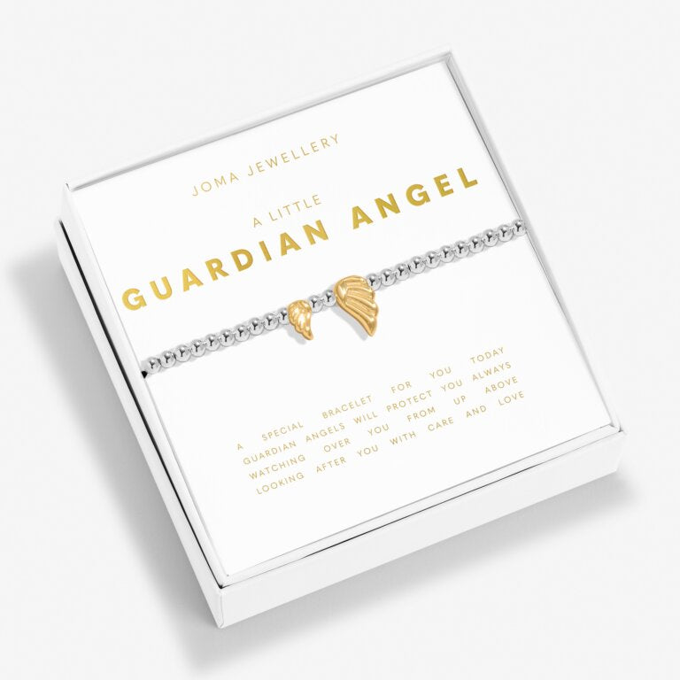 BOXED A LITTLE GUARDIAN ANGEL Silver & Gold Plated Bracelet 17.5cm stretch