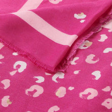 Load image into Gallery viewer, PRINTED FOIL SCARF LEOPARD BRUSH STROKE Magenta Off White Rose Gold Foil
