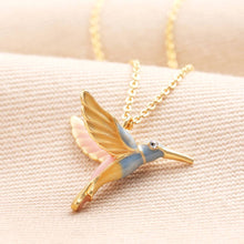 Load image into Gallery viewer, Pastel Hummingbird Pendant in Gold

