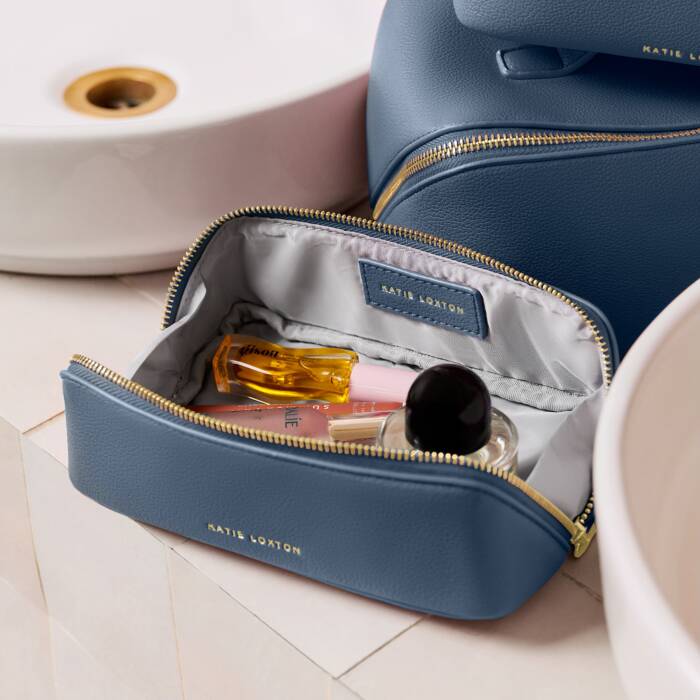 Small Makeup Bag Navy 7cm x 20cm x 7cm