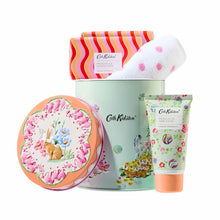 Load image into Gallery viewer, Cath Kidston Carnival Parade Handy Guest Gift Tin (Hand Cream 50ml, 2x Scented Soap 100g &amp; Hand Towel 30 x 30cm)
