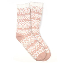 Load image into Gallery viewer, PASTEL PINK FAIRISLE COSY SLIPPER SOCKS
