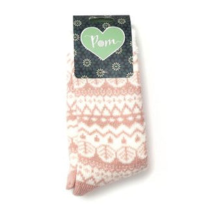 PASTEL PINK FAIRISLE COSY SLIPPER SOCKS