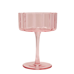 Set Of 2 Hestia Bright Pink Scalloped Martini Glass