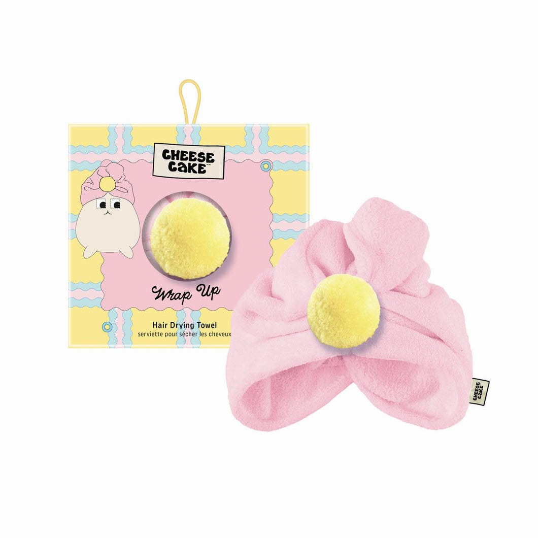Turban Towel - Pink W/ Yellow Pompom