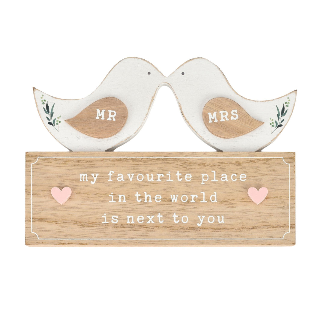 Love Story Love Birds Mantel Plaque 