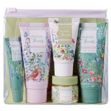 Load image into Gallery viewer, Flower Of Focus Top to Toe Kit (Hand Cream 50ml, Body Lotion 50ml, Foot Cream 30ml, Bath Salts 30g, Lip Balm 10ml)
